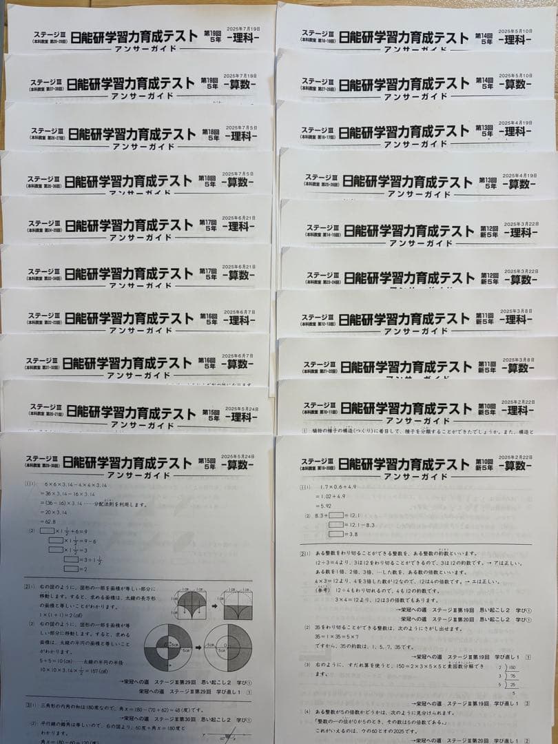 2025年度 日能研 5年生 学習力育成テスト 19回分 前期/後期