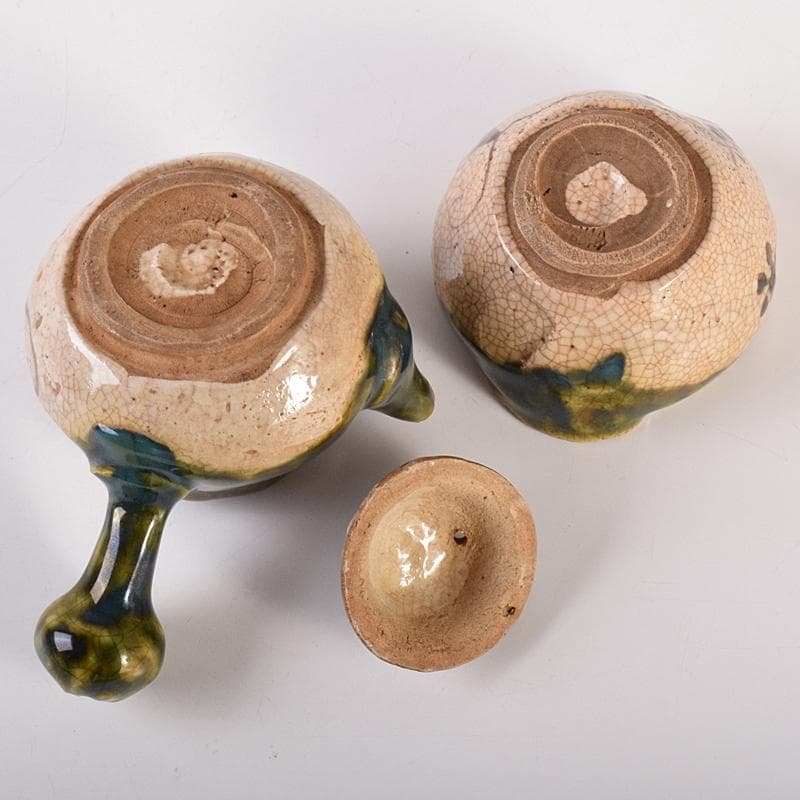 煎茶道具　織部焼　玉露　煎茶器揃　急須　湯冷　茶碗五客　V　R7774