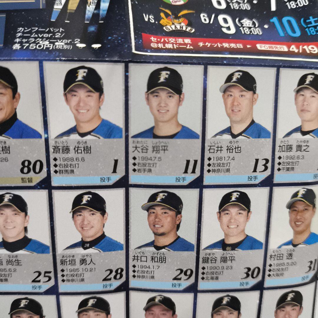 大谷翔平選手 日本ハムファイターズ 試合日程＆選手名鑑 ミニ冊子