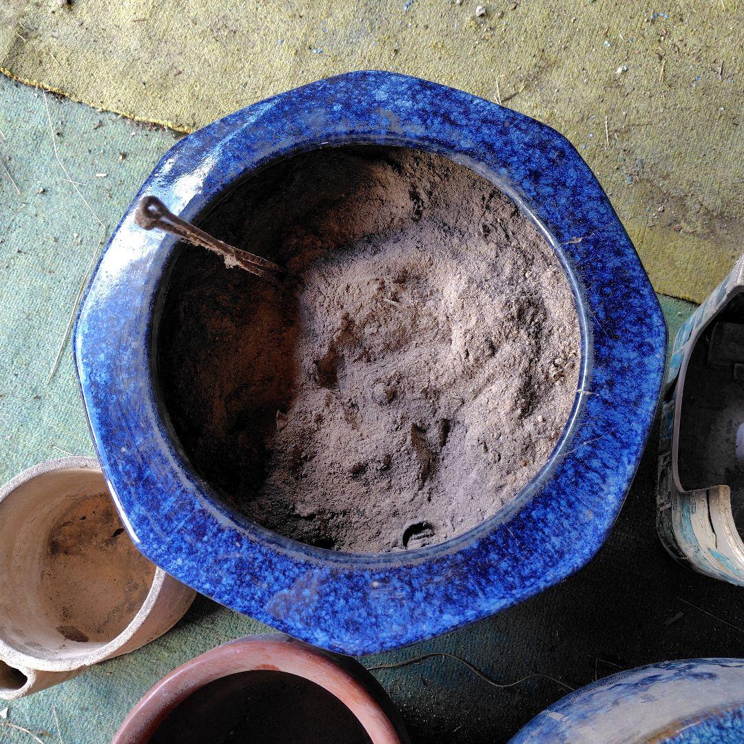 関西地方 青色・緑色　陶器火鉢　引き取りのみ！！　3つセット