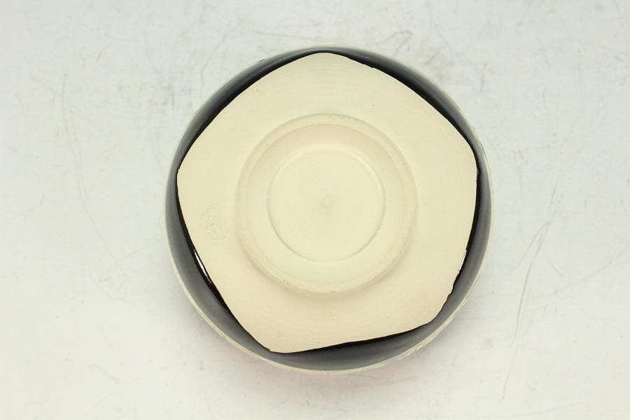 茶道具 黒仁清秋草茶碗 共箱 美品(K-A503)