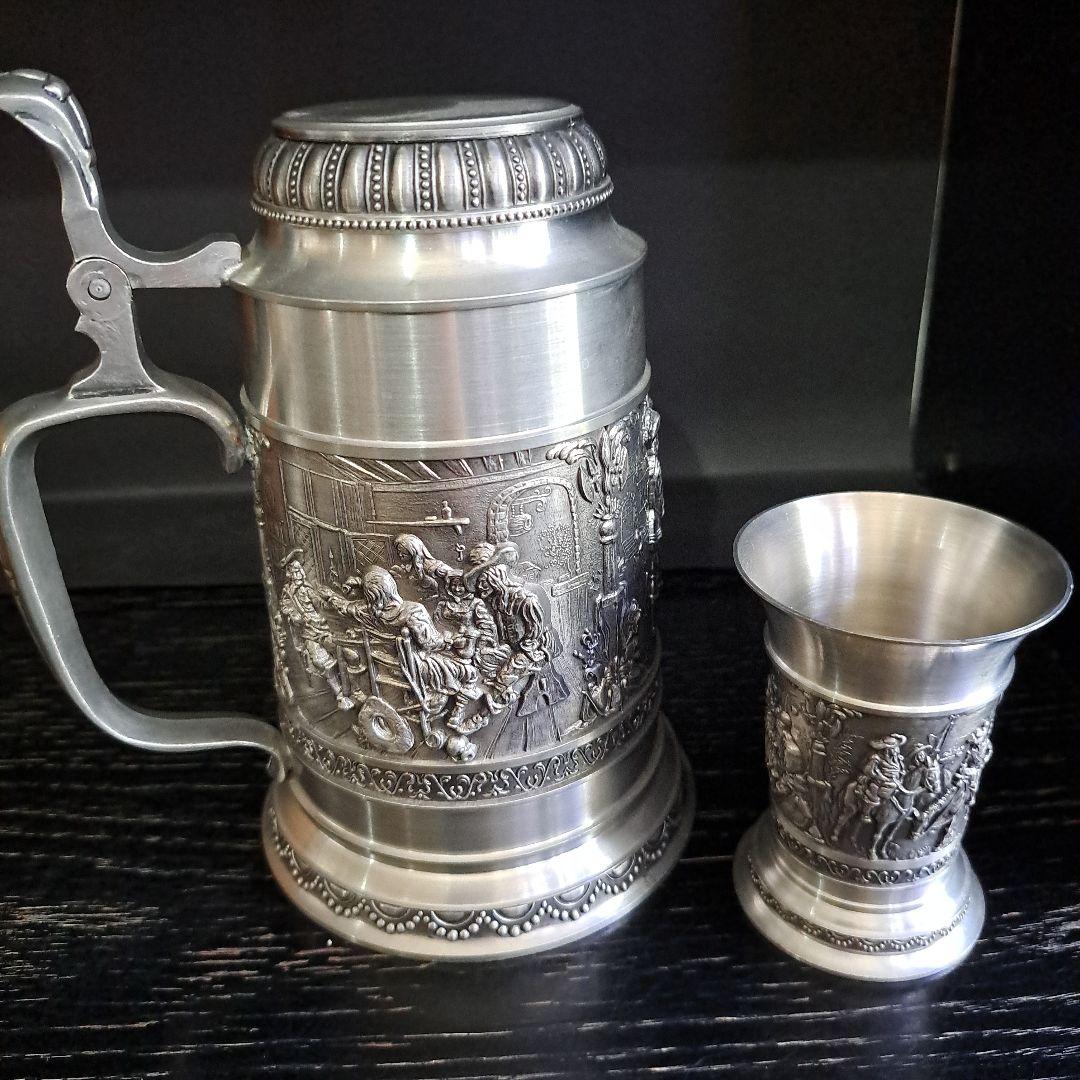 ベルギー製　新品　ピューター　97％　ビアジョッキ&カップ