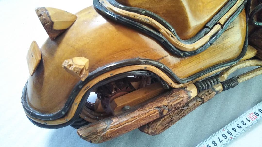 (値下げ)ハーレー風ビンテージ木製バイク　67cm最高級逸品