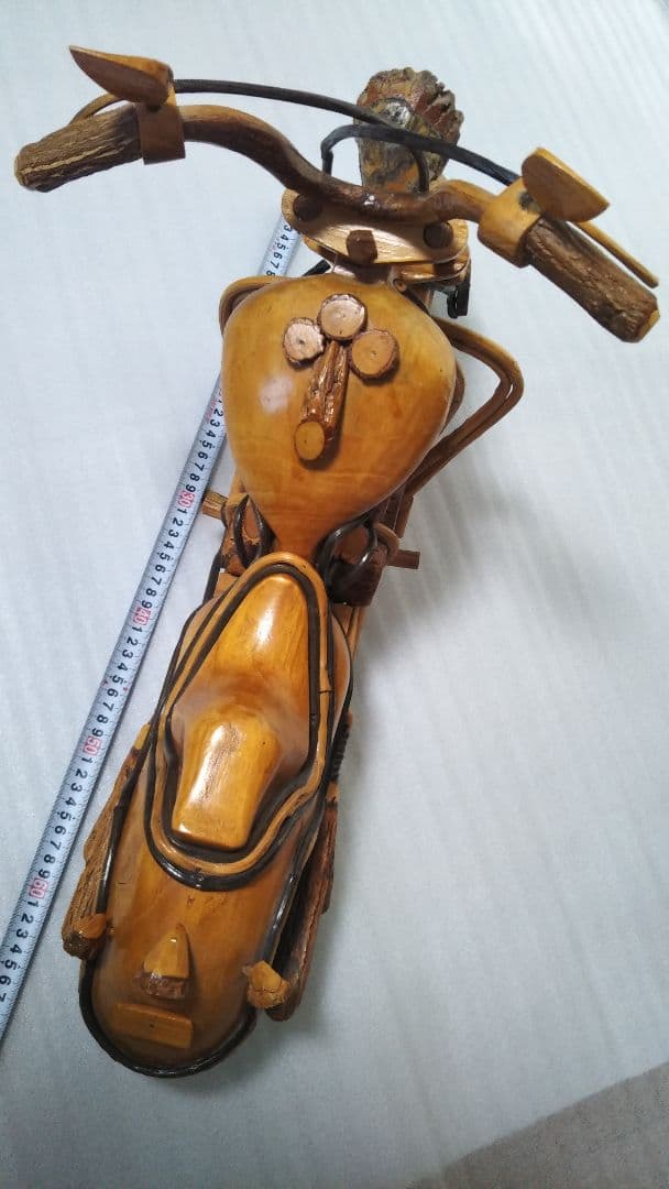 (値下げ)ハーレー風ビンテージ木製バイク　67cm最高級逸品