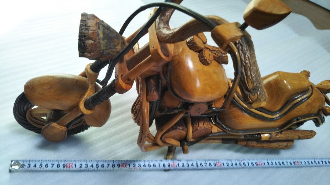 (値下げ)ハーレー風ビンテージ木製バイク　67cm最高級逸品
