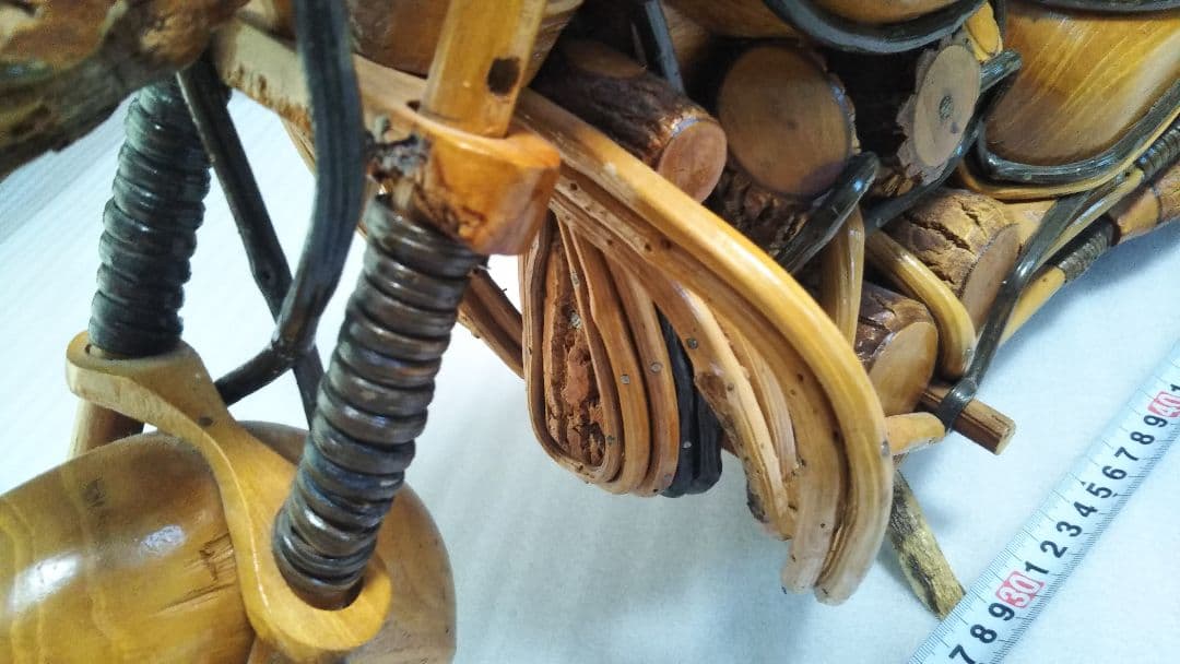 (値下げ)ハーレー風ビンテージ木製バイク　67cm最高級逸品