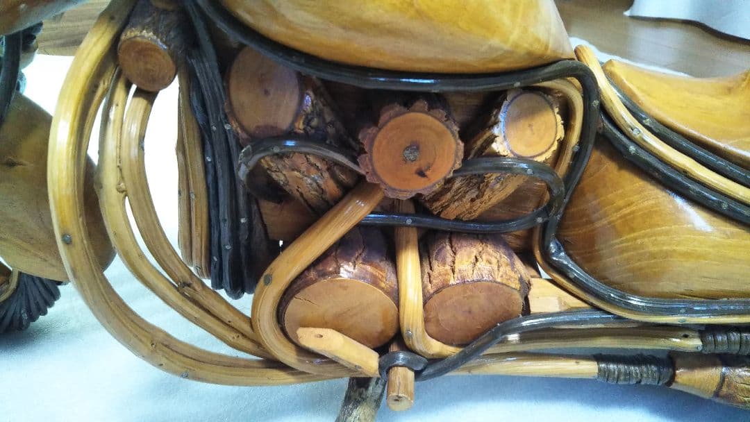 (値下げ)ハーレー風ビンテージ木製バイク　67cm最高級逸品