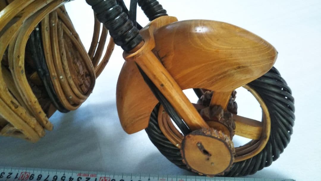 (値下げ)ハーレー風ビンテージ木製バイク　67cm最高級逸品