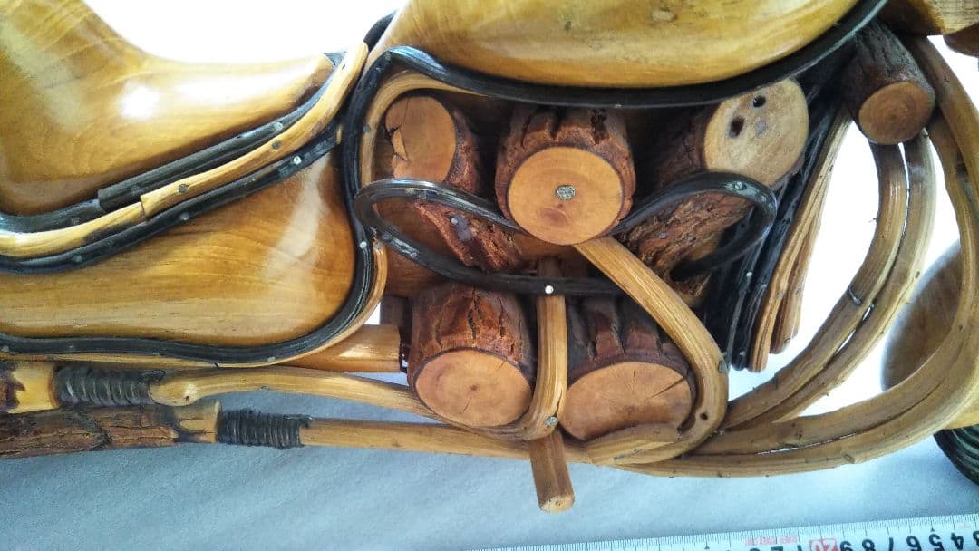 (値下げ)ハーレー風ビンテージ木製バイク　67cm最高級逸品