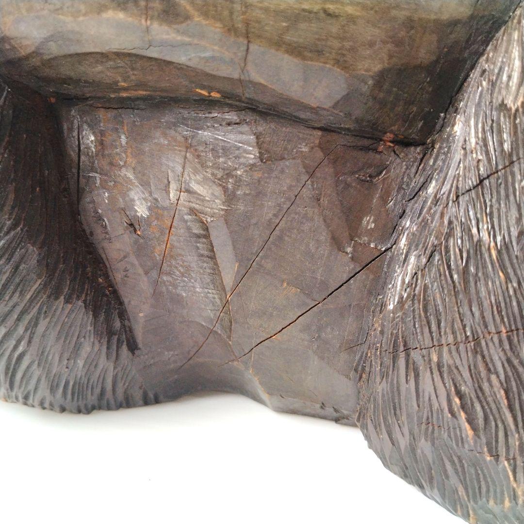 木彫り 熊 クマ 木彫り熊 彫刻熊 一刀彫 壁掛け 頭部 頭 鮭食い熊 北海道