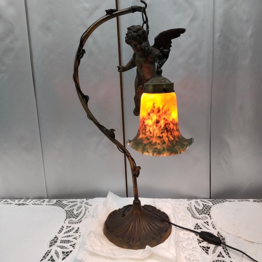 ランプ　天使　アンティーク　風　照明　ランプスタンド　エンジェル　イエロー付箋