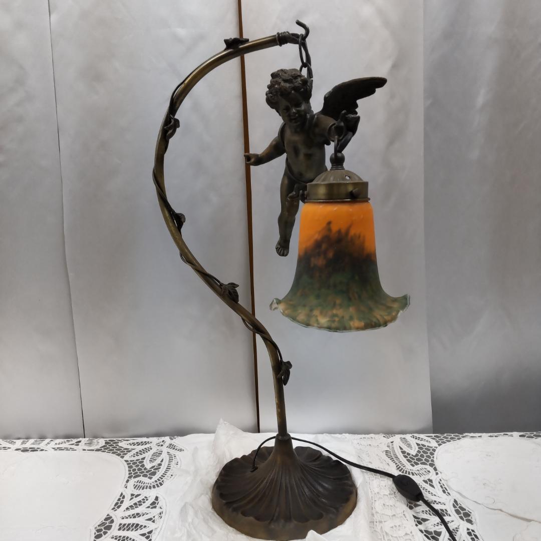 ランプ　天使　アンティーク　風　照明　ランプスタンド　エンジェル　イエロー付箋