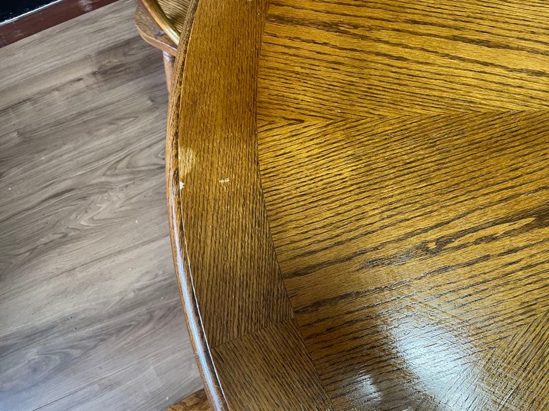 オーク材 円形テーブル 傷あり❗️引き取り限定❗️