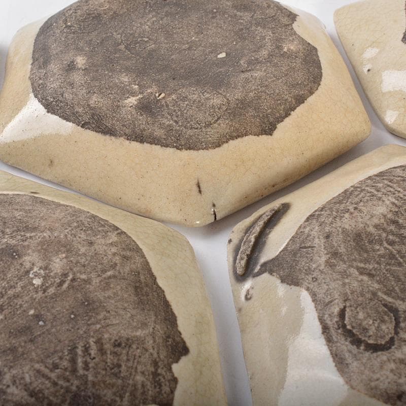 中国　南宋　官窯　氷裂漢字文　六角皿　手塩皿　小皿　6客まとめて　C　R6775