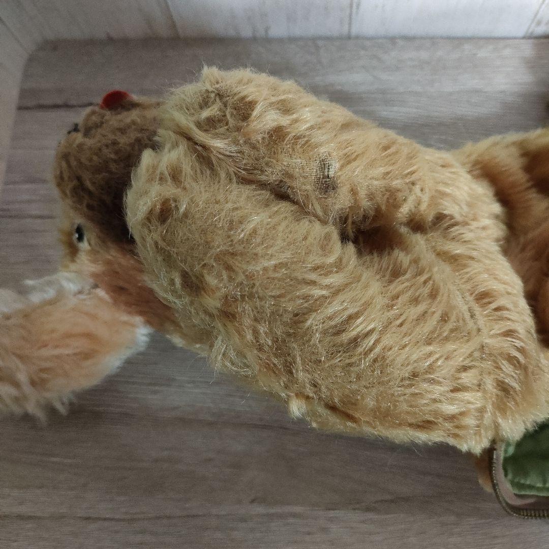 アンティークぬいぐるみ 　ビンテージぬいぐるみ　犬　ファスナー付きパジャマ入れ