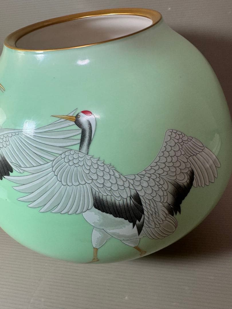 2922 香蘭社　鶴図柄　金彩　花瓶