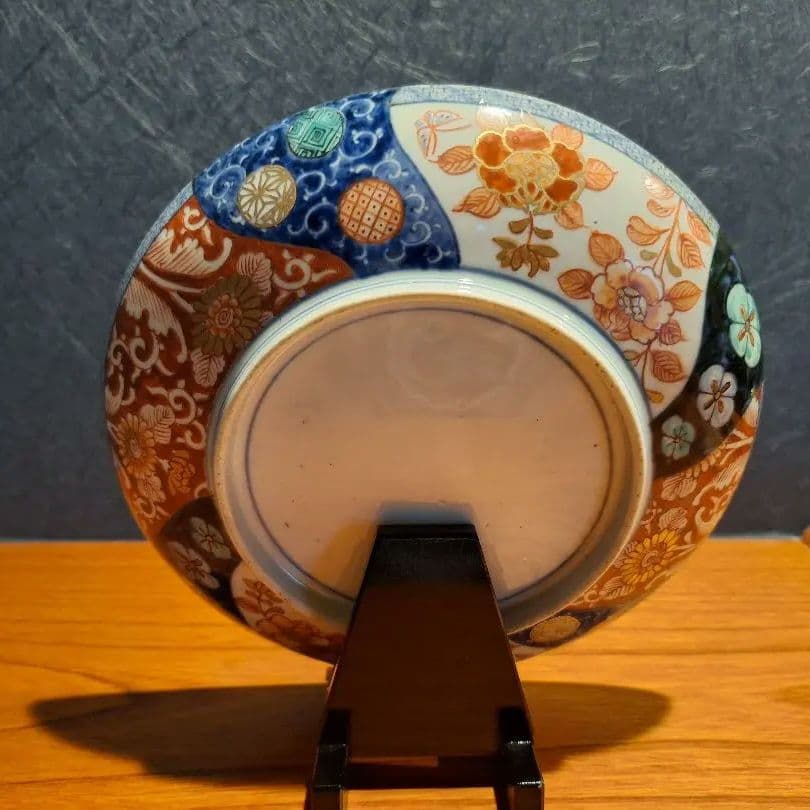 古伊万里中皿美しい美しい捻り紋裏にもびっしり描き込みの秀作明治時代九谷江戸骨董