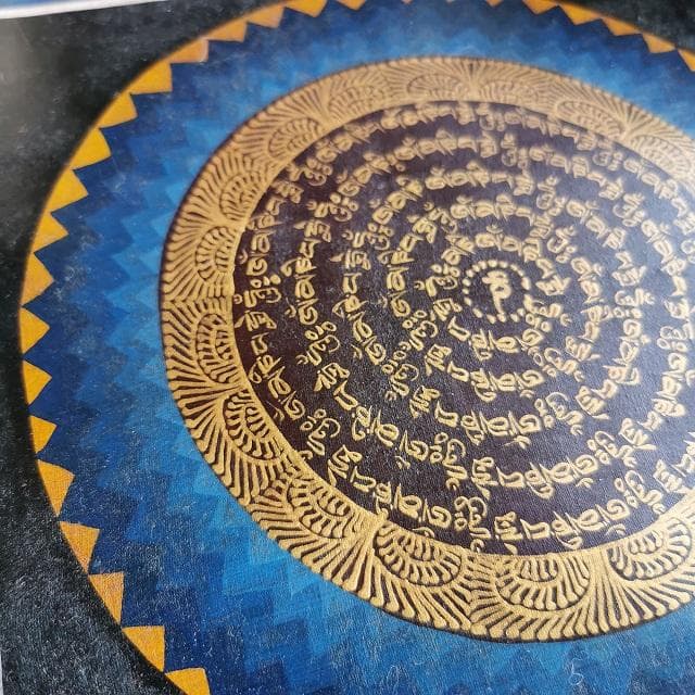 オンマニペメフム　マントラ　曼荼羅　：　タンカ　仏画（額縁なし）