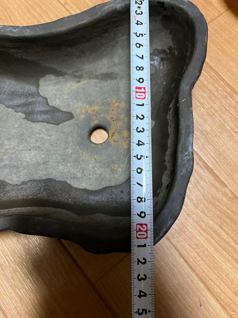 盆栽鉢　希少松皮　一点物　ヴィンテージ　手捻り鉢　1.3kg