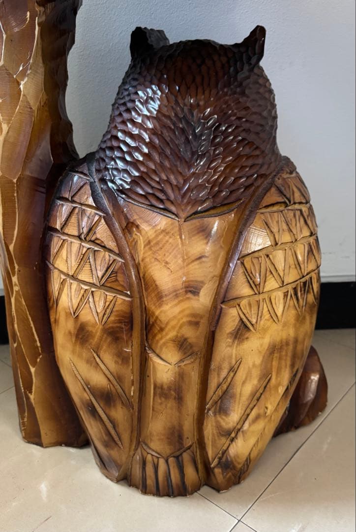 フクロウ 置物 梟 ふくろう 木彫 高さ約73cm オブジェ