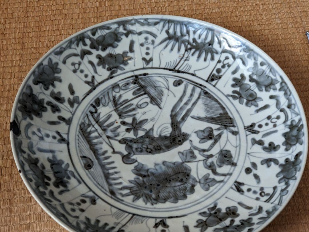 ♦中国陶磁 猿草花文 呉州手 染付大皿 明時代末 漳州窯 青花磁器 古美術骨董品