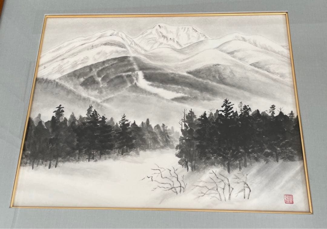 墨絵　額縁入り