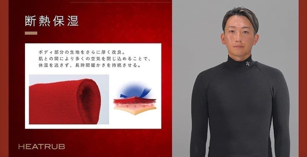 25モデル　ZEROFIT 速暖。HEATRUB モックネック XL ブラック