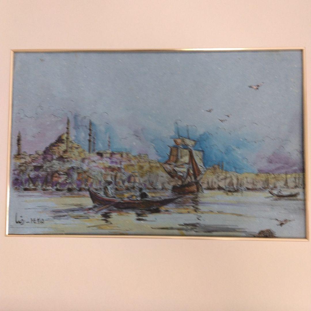 E-121 イスラム寺院　ジャーミーのある風景画　トルコ