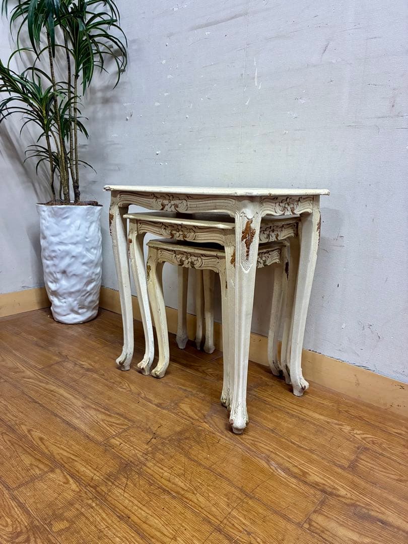 ハルボン☆管403☆イタリア製☆ロココ調☆姫系☆ヒビ加工☆ネストテーブル
