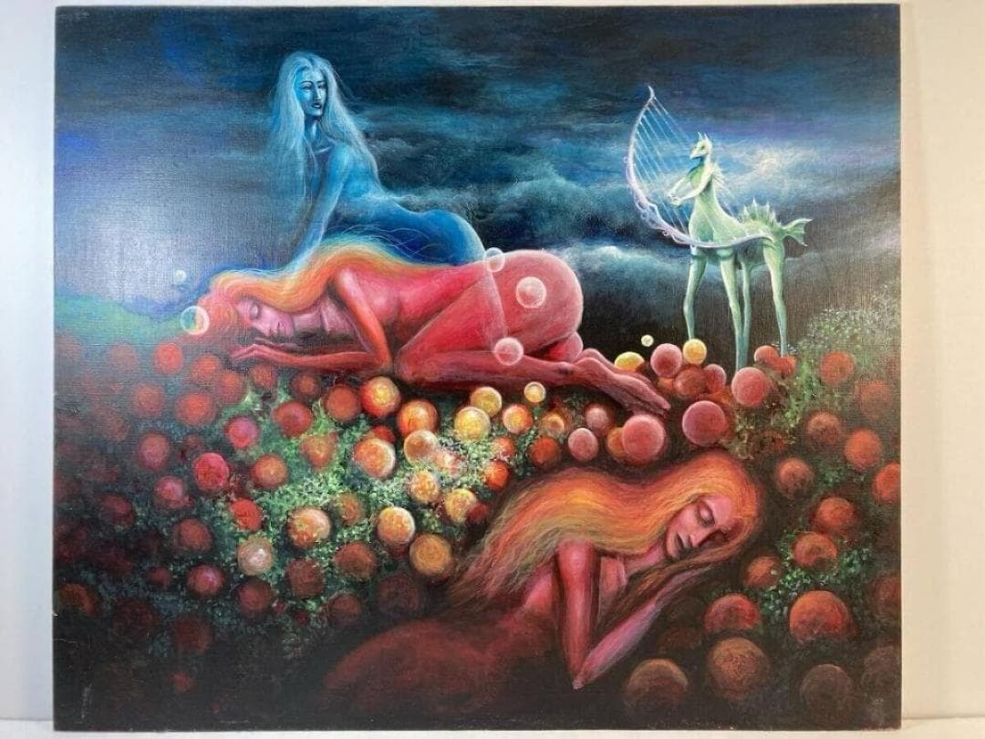 【真作保証】幻想的シュルレアリスム 油彩画「異世界の夢」F10相当 豪華一点物