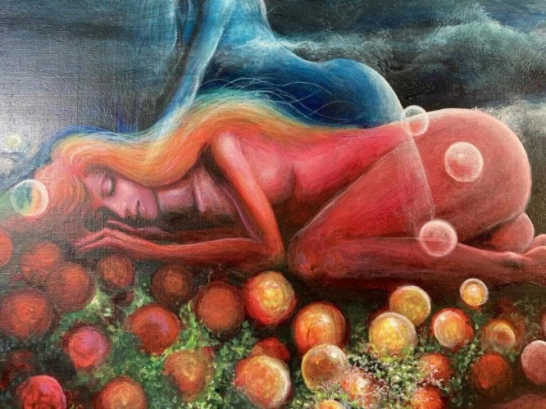 【真作保証】幻想的シュルレアリスム 油彩画「異世界の夢」F10相当 豪華一点物