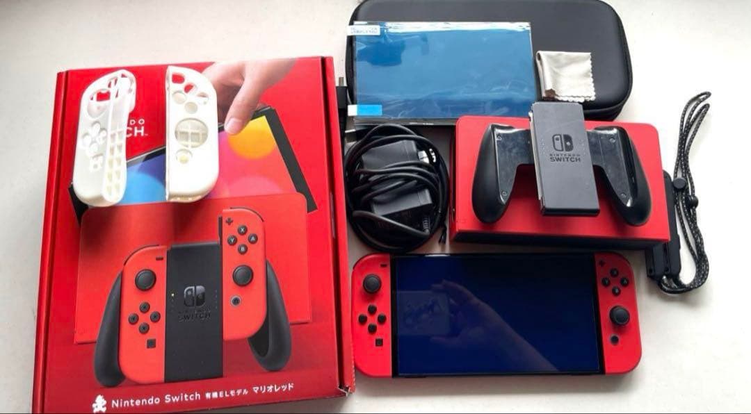 【箱保証書付】Nintendo Switch 有機ELモデル 赤　ケース付き