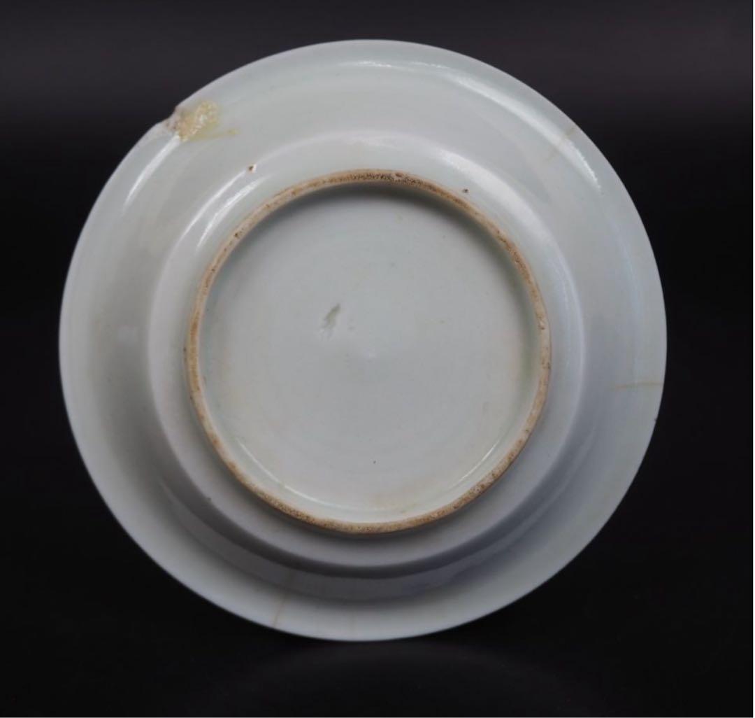 送料無料 清時代　南京白磁陰刻双喜小皿5枚　中国古玩