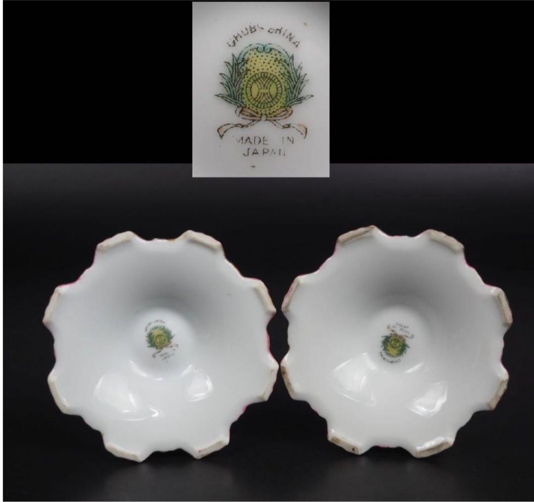 送料無料　時代物　CHUBU CHINA(中部陶器) 輸出向け燭台一対