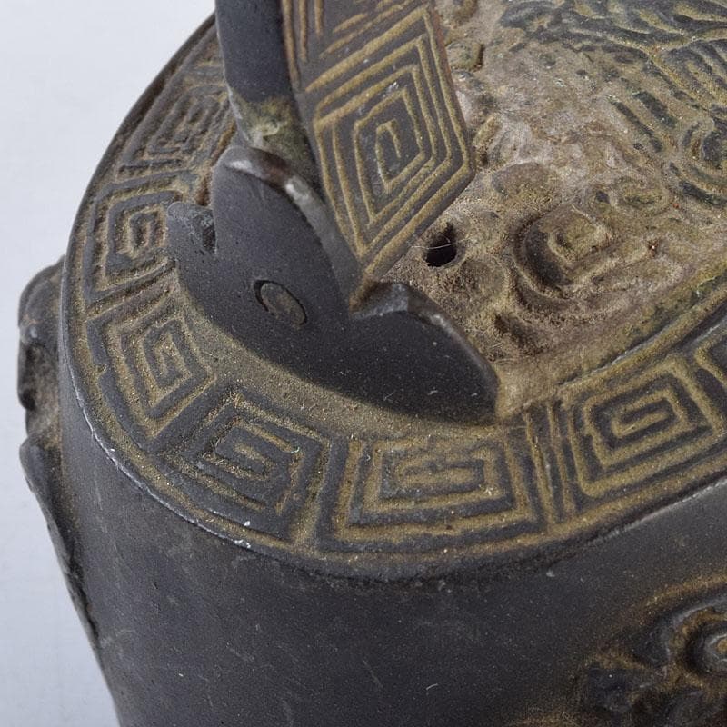 中国　古銅　神獣雷刻　水滴　書道具　V　R9176