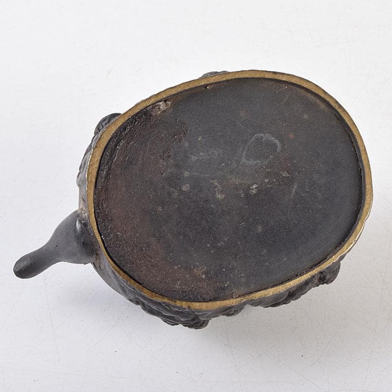 中国　古銅　神獣雷刻　水滴　書道具　V　R9176