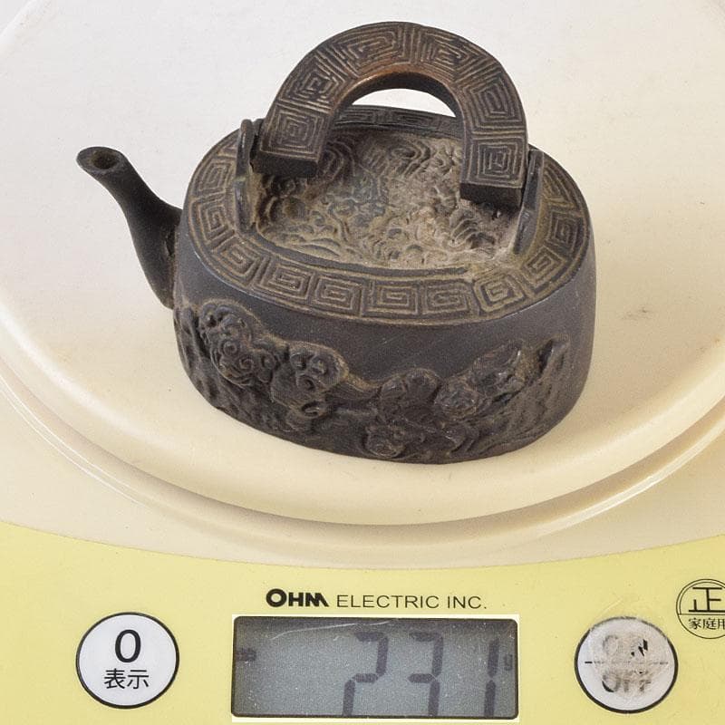 中国　古銅　神獣雷刻　水滴　書道具　V　R9176