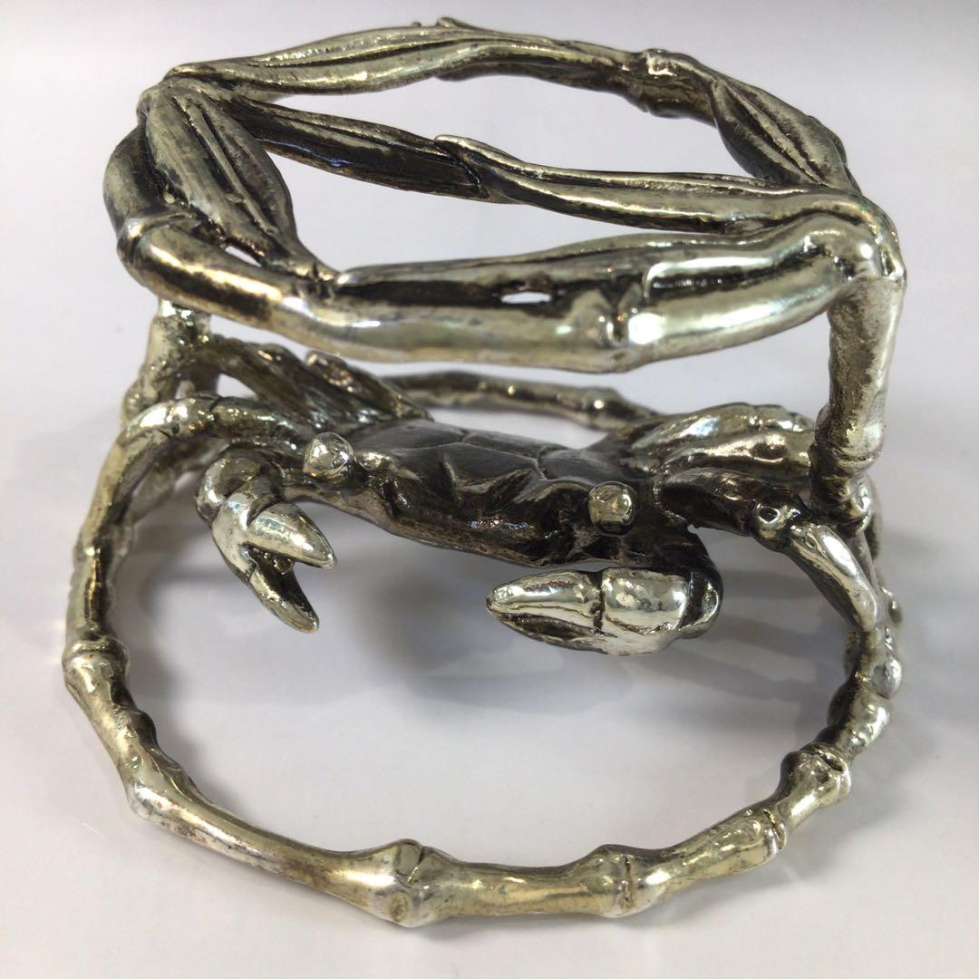 Ｒ９２６　蓋置　『唐銅』『藤井宗喜造』『笹蟹蓋置』　共箱　茶道具