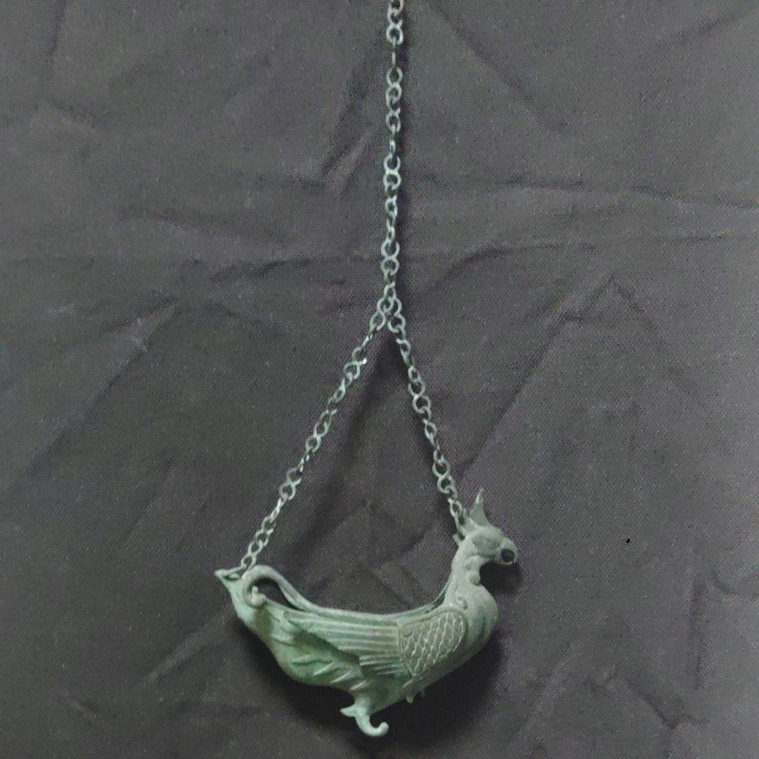 銅製　鳳凰　吊り花生　青銅製　吊り花器　舟形　時代物　カ10