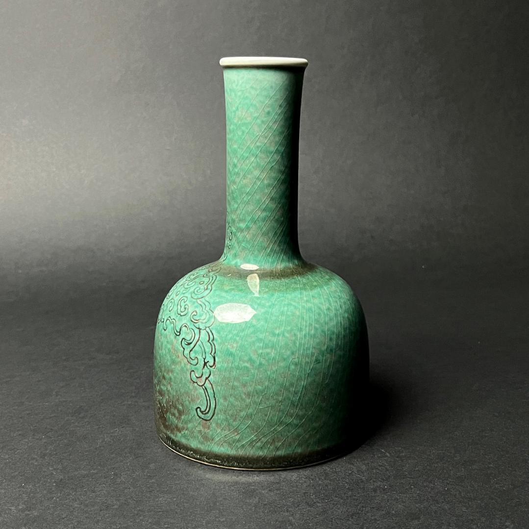 唐物 辰砂 豆紅揺鈴尊 大清康煕年製 款 中国美術古玩 コレクター蒐集 SN72