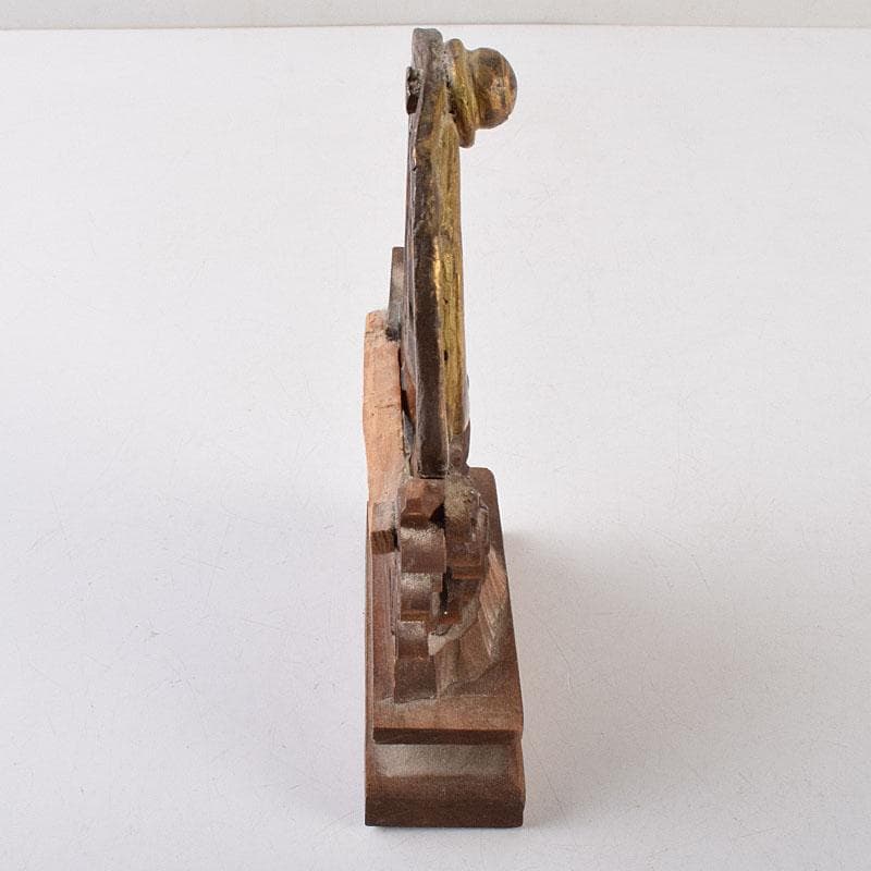 仏教美術　古銅鍍金　絡子環　円環　置物　縁起物　唐木台座付　C　R9219