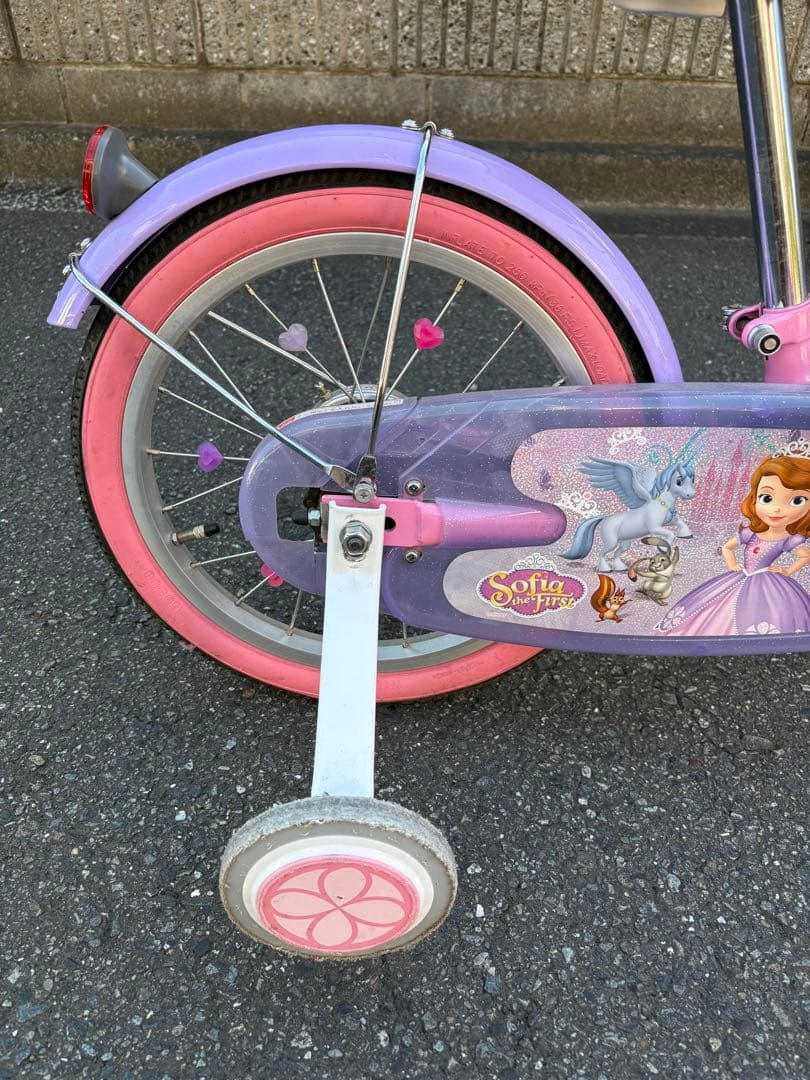 みぃ【室内保管】ソフィア　幼児用　自転車 補助輪付き　18センチ　中古品