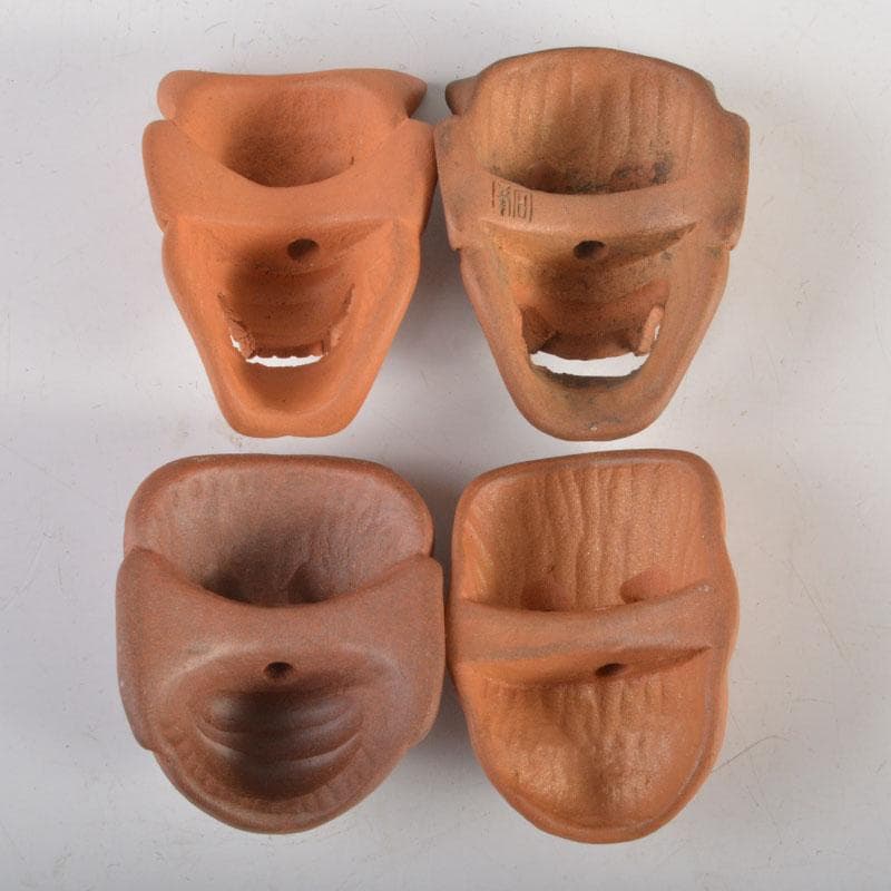 時代提げ物　朱泥　獣骨　面根付　在銘あり　7点まとめて　C　6714