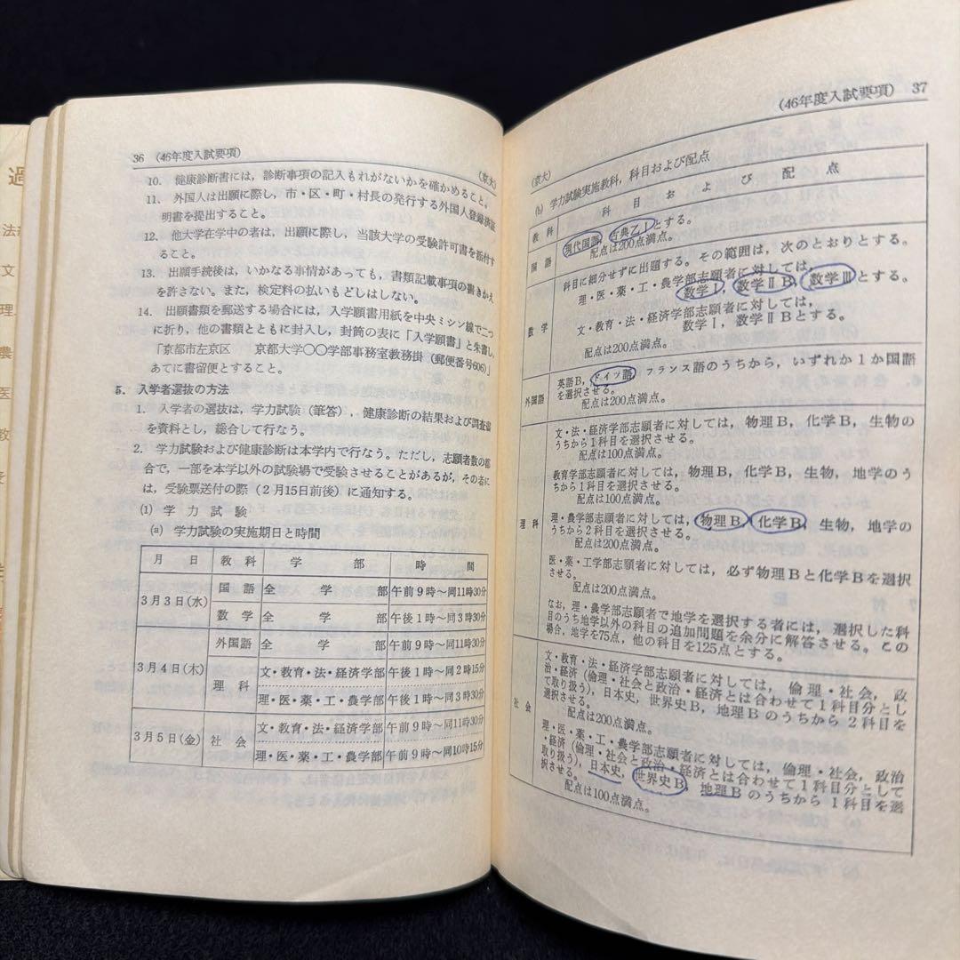 赤本　京都大学　理系　文系　医学部　1972年版