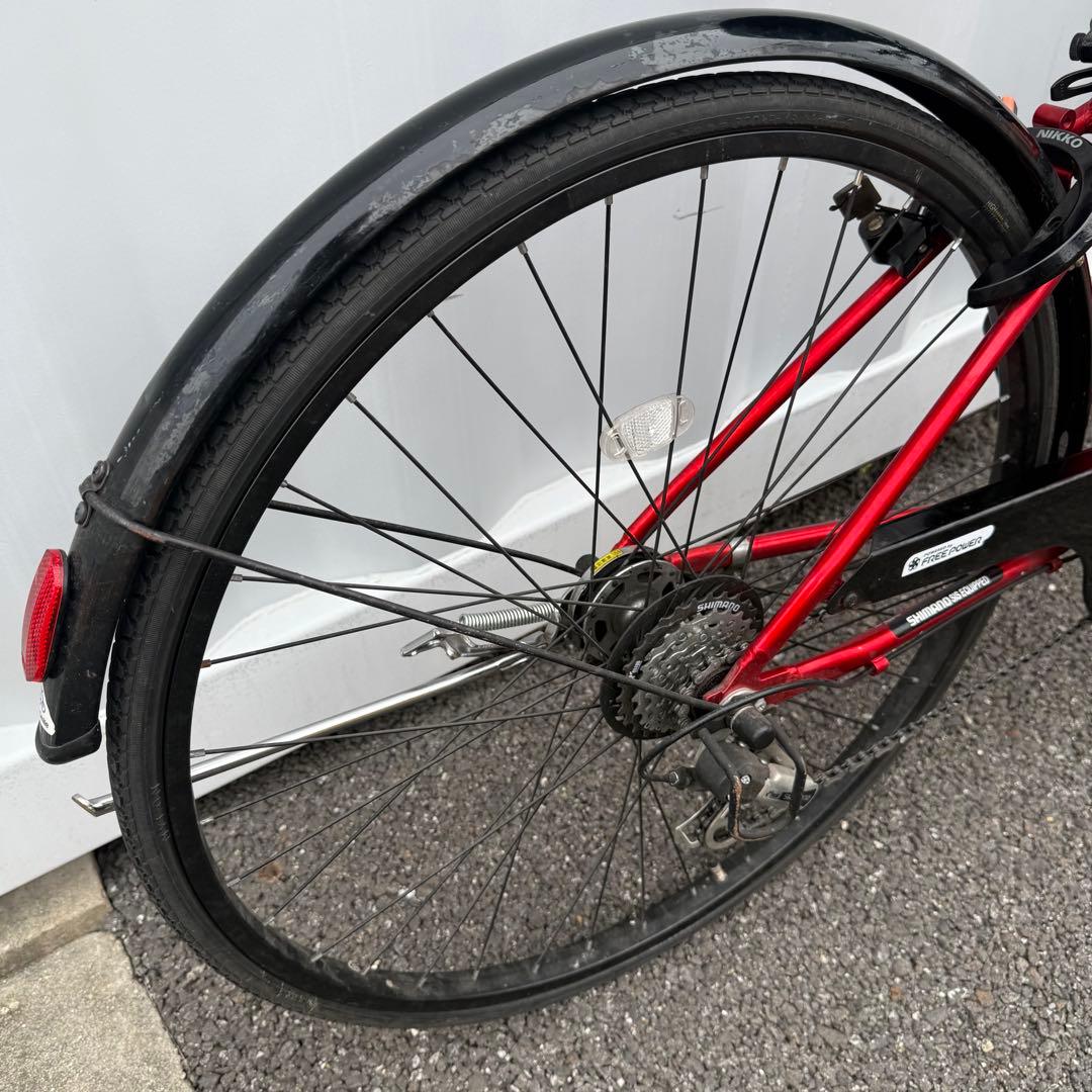 y25e22街乗り用自転車 27インチ カゴ/鍵/オートライト/6段変速付