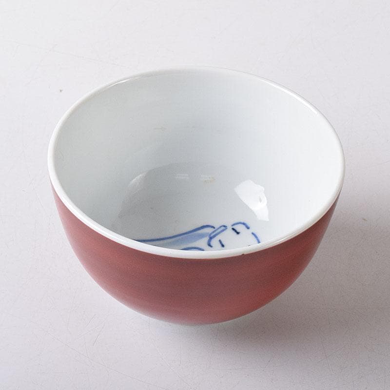 茶道具　京焼　清水焼　谷口良三作　辰砂　内達磨染付　茶碗　共箱　V　R8498