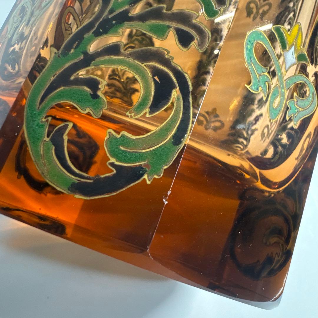 窯彩硝子 雨宮喜能登 エナメル 金彩 フラワーベース 花瓶 クリスタルガラス