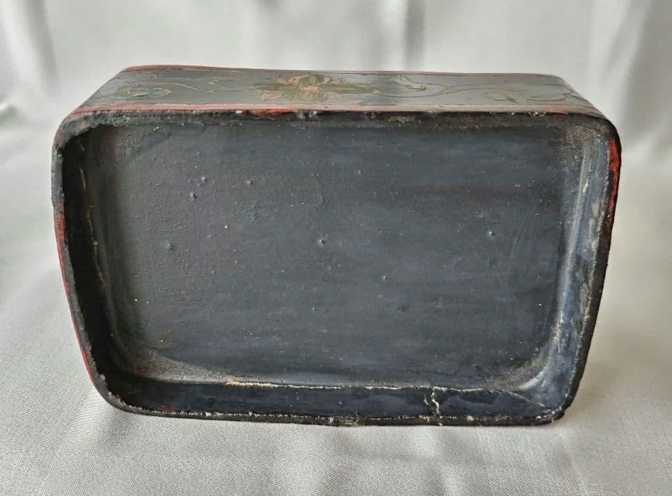 重箱 陶器蓋 草花 鹿 二段重 骨董 ヴィンテージ 時代物 中国 アジア