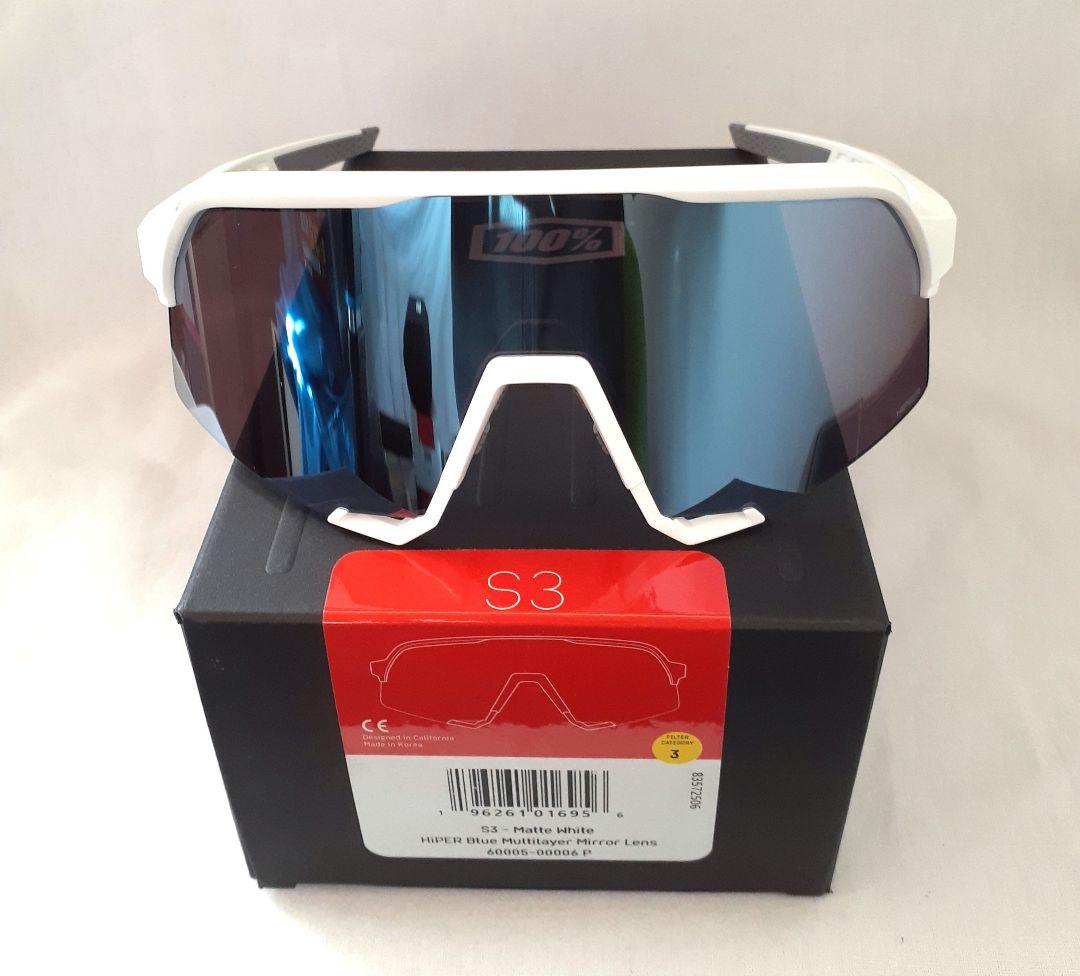 最新版 100% S3 マット ホワイト ブルー ワンハンドレッド サングラス