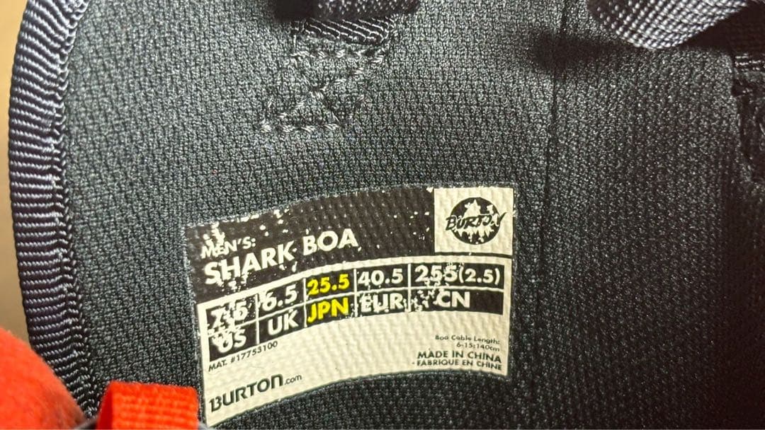 【美品】 BURTON SHARK BOA 25.5 バートン シャーク ボア